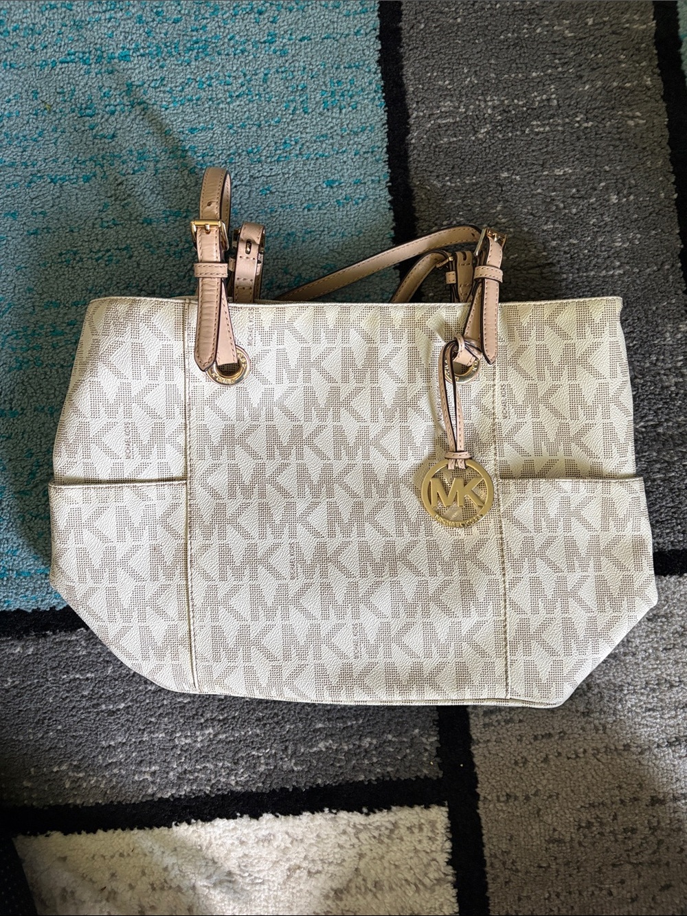Michael Kors Creme Shoulder Bag with Zippered Pouch